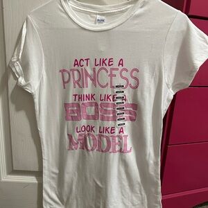 Gildan White Tee with Pink Motivational Print